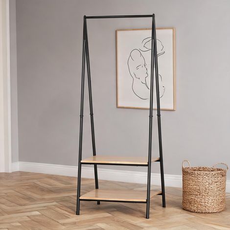 Porte-manteau noir en acier 64 x 425 x 149 cm (1/5)