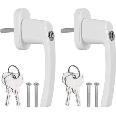 2PCS Poignées de Fenêtre Verrouillable à Clé en Aluminium Blanc Poignée de Porte de Balcon Windows avec 4PCS Vis et 4 PCS Clés Convient à Toutes Les Fenêtres et Portes de Balcon Courantes (1/5)