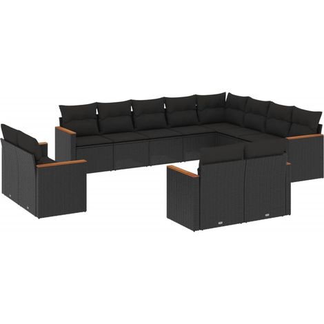 Maison Exclusive - Set Divani da Giardino 12 pz con Cuscini Nero in Polyrattan