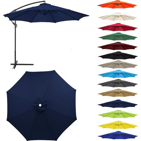 Auvent De Remplacement pour Parasol Toile De Parasol Déporté Remplacement pour Cour,Jardin,Plage, Protection UV 50+ (2.3m-8 Ribs,Bleu Marine)
