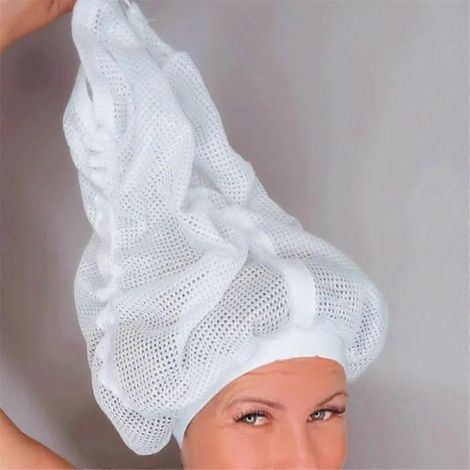 Lot de 3 bonnets en filet pour sécher les cheveux bouclés, bonnets en filet pour le séchage -- (1/5)