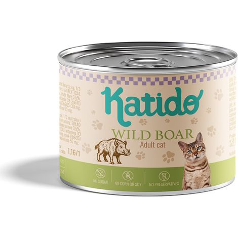 Katido Premium Pâtée pour Chat Adulte Sanglier 200g (1/4)