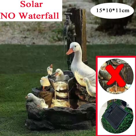 Fontaine de jardin solaire en résine (Type C)D2 avec éclairage LED, représentant des canards et des écureuils, pour une décoration extérieure. (1/5)