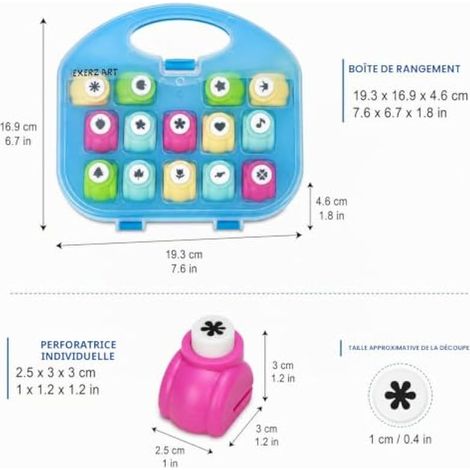 Perforatrice Fantaisie 14 Pièces - Poinçons DIY pour Art, Artisanat et Création de Confettis - Outils pour Cartes, Décorations et Projets Créatifs (Bleu) (1/4)