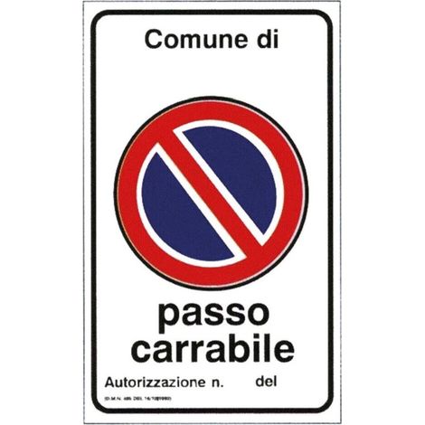 Cartello segnaletico "Passo Carrabile" realizzato in alluminio 45 x 25 cm (1/2)