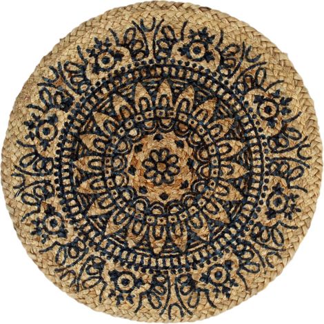Napperons 6 pcs Bleu foncé 38 cm Rond Jute (1/4)