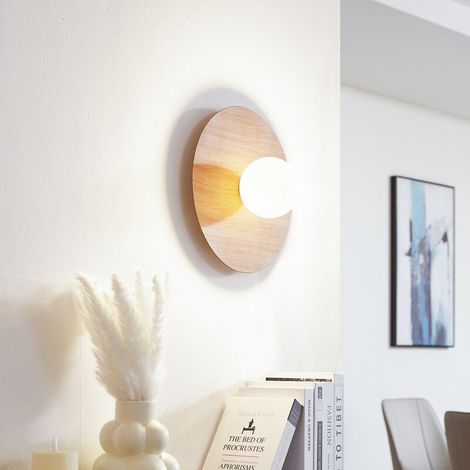 [GEBRAUCHT] B-Ware Lindby Wandleuchte Zain Wandlampe Leuchte Lampe holzfarben weiß Glas Ø 33 cm772 (1/2)