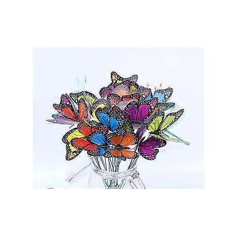 Bunte Schmetterlinge Gartendekoration, 48 naturgetreue, wasserfeste Stäbe für Terrasse oder Garten, 29 cm verstellbare Metalllänge, 8 leuchtende Farben