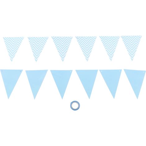 Drapeaux guirlande bleus mariage anniversaire fête chambre enfant décoration accessoires déguisement fanions ondulés (1/5)