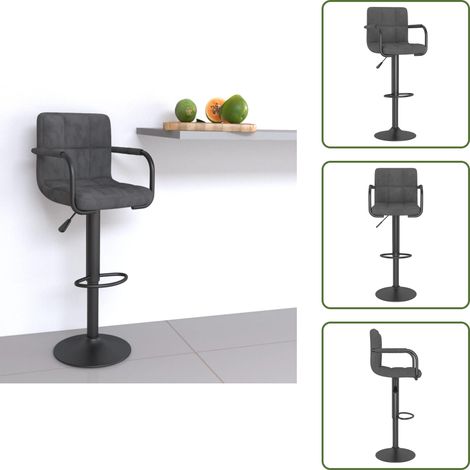 vidaXL Tabouret de bar Gris foncé Velours (1/5)
