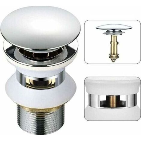 Universel Bonde Lavabo avec Trop-plein Pop-Up Automatique Push Open Click Clack pour Salle de Bain 1-1/4 en Laiton Chromé (1/4)