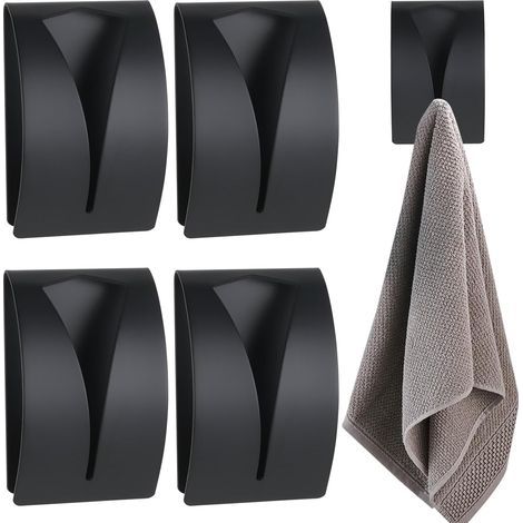 4 Pièces Patère Autocollant Salle de Bain,Attache Torchon Mural Salle de Bain en Acier Inoxydable,Accroche Porte Torchon Autocollante Cuisine,Porte Serviette Sans Percage,Argent