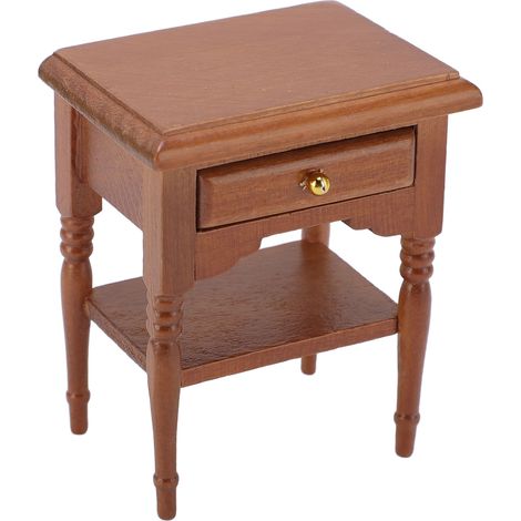 Table de chevet miniature à l'échelle 1:12 pour maison de poupée, en bois de châtaignier, accessoire de chevet pour maison de poupée (1/5)