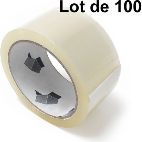 Lot de 100 Rubans Adhésifs 66 m 50mm de large Déroulage Silencieux : Robuste, Transparent