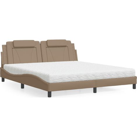 Cama Viana con colchón cuero sintético capuchino 180x200 cm vidaXL (1/5)