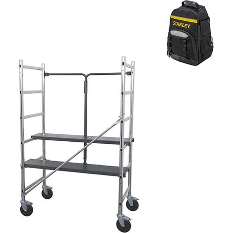 Trabattello 2 piani 1.20 x 0.25m  - Altezza di lavoro max. 2.90m + Zaino di cantiere - 346801-SAC