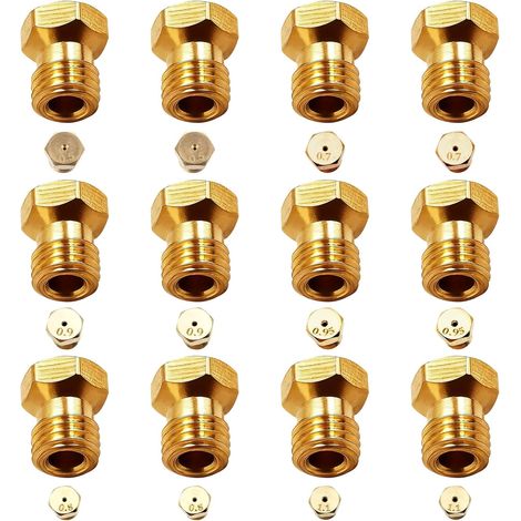 Gicleur Gaz Butane, 12 Pcs Gicleur Gaz Butane Universels, 2×0.5mm, 2×0.7mm, 2×0.8mm, 2×0.9mm, 2×0.95mm, 2×1.1mm, Adaptateur GPL Bouteille Pour Plaque De Cuisson Gaziniere (1/5)