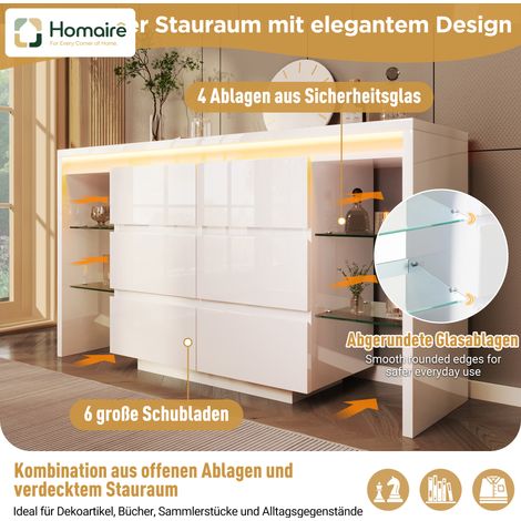 Flur- Garderobenschrank weiß aus Glas 155 x 40 x 80 cm HOMAIRE (1/5)