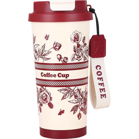 Tasse a Cafe Thermos Isotherme,Mug Isotherme 500ml,Thermos avec Couvercle Étanche,Double paroi en acier Inoxydable Tasses à café Avec paille pliable,pour Café Chaud et Froid, Lait et Thé