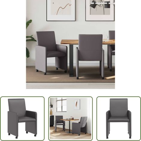 Küchenstühle - Esszimmerstühle mit Rollen 2 pcs Grau 57 x 66 x 94 cm
