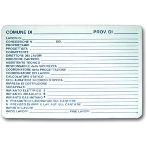Cartello direzione lavori - monocolore : Dimensione - 50X70 bianco