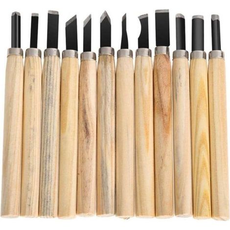 Online Store - 12pcs Outil de Gravure Sur Bois Sculpture Tool Sur Bois Main Gravure Sur Bois Manche en Bois Couteaux à Découper Pour Sculpteur (1/5)
