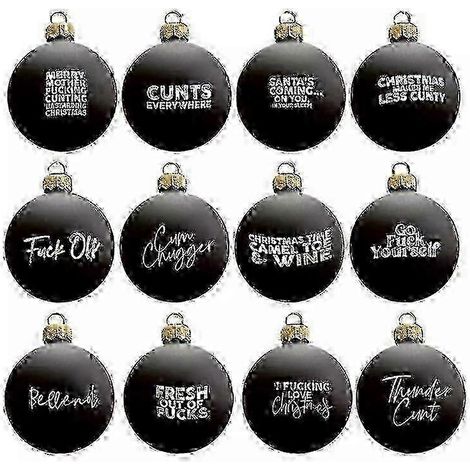 Ensemble de 12 boules de Noël humoristiques avec des gros mots, décorations festives pour sapin de Noël et décoration intérieure, cadeaux de Noël (1/5)