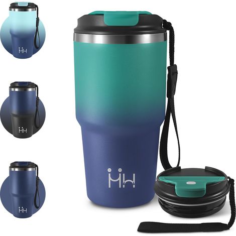 Mug Isotherme 600ml, Tasse Isolante en Acier Inoxydable avec Couvercle, Étanche et Réutilisable, Double Paroi Isolée sous Vide, sans BPA, Idéale pour Enfant, Adulte, Randonnée, Course (1/5)