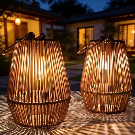 Guirlande Solaire Bambou – Style Bohème, Déco Jardin/Terrasse. Pour Halloween/Noël. Modèle (2pcs). (1/5)