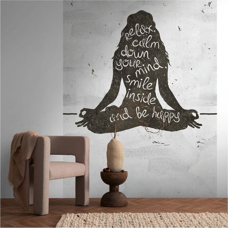 Photo wallpaper Profhome 398561 hot embossed non-woven wallpaper smooth in concrete look matt black white 1.59 m x 2.8 m (1/4)