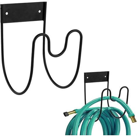 Support de Tuyau d'Arrosage en Métal Noir, Crochet Mural pour Jardin, Garage ou Fitness, Lot de 1, Dimensions 13x18x11cm, Compatible Tuyau Eau et Petits Haltères (1/5)