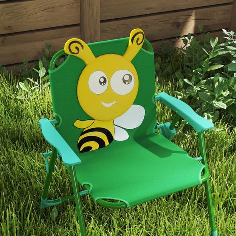 Set da giardino per bambini 75x52x12 cm, con 2 sedie pieghevoli, tavolo rotondo e ombrellone regolabile, poliestere verde (1/5)