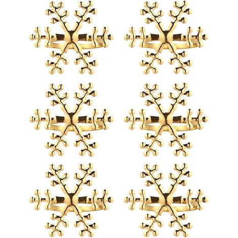 Lot de 6 ronds de serviette en forme de flocon de neige pour la table de Noël-5.5x4.2cm-Golden