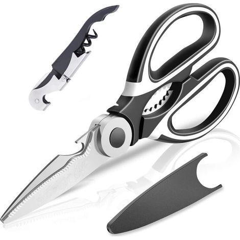 Tijeras de cocina profesionales multiusos, de acero inoxidable, ultrarresistentes, afiladas, de acero inoxidable. (1/5)