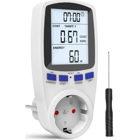 Compteur d'énergie électrique numérique avec grand écran LCD, analyseur de consommation électrique avec protection contre les surcharges, zones de facturation horaires partagées, puissance maximale 36 (1/5)