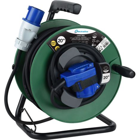 Prolunga con Avvolgicavo 20M per camper, campeggio, caravan, IP44, 2 prese (industriale+Schuko), Cavo AT-N07V3V3-F  3G2.5m㎡ (1/4)