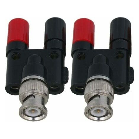 Lot de 2 connecteurs coaxiaux BNC mâle vers double banane pour fil d'oscilloscope (1/5)