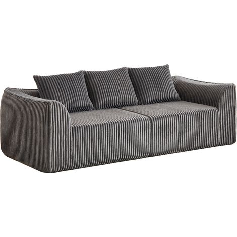 ELVMI Sofá modular de pana con reposabrazos y respaldo curvos, para salón, Gris (1/5)