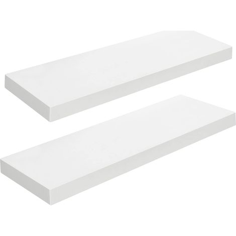 Étagères Murales, Lot de 2, Tablettes Flottantes, Suspendues, avec Supports Cachés, Longueur 60 cm, pour Salle de Bain, Chambre, Toilettes, Cuisine, Bureau, Salon, Blanc (1/5)