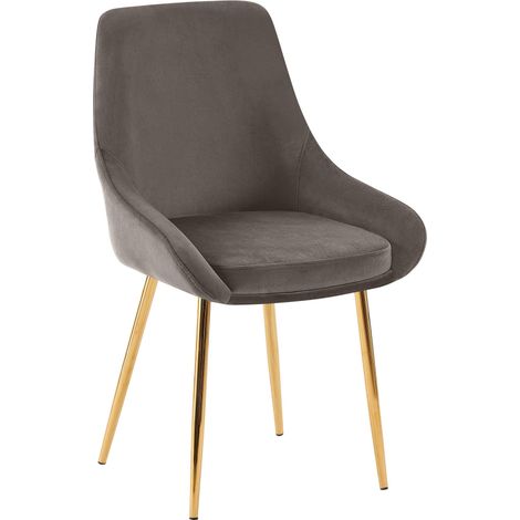 Chaise de salle à manger x1 élégance confort design moderne en velours anthracite structure métallique doré 100007369 (1/5)