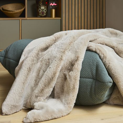 Plaid fausse fourrure 130x150 cm – Ultra doux 800g/m² – Certifié Oeko-Tex® – Lavable en machine à 30°C – Future Home