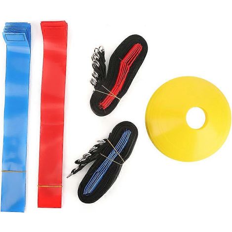 Lot de 10 ceintures de flag football PVC souple avec plaquettes de marquage et sac de sable, kit d'entraînement pour terrain, accessoires de sport pour joueurs (1/5)