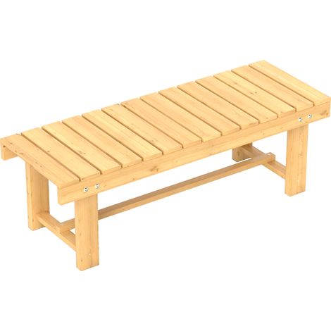 Banc de jardin 2 places en bois massif naturel, assise imperméable et durable, banquette extérieure pour balcon terrasse 110 x 38 x 35 cm