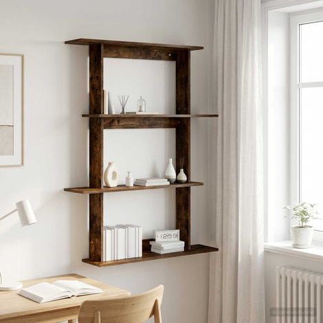 vidaXL Étagère Murale Chêne fumé 100 x 20 x 126 cm Bois d'ingénierie (1/5)