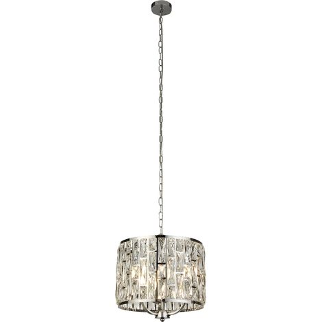 Lampadario Classico Gioiello Acciaio Cromo Vetro Trasparente 3 Luci E14 (1/5)