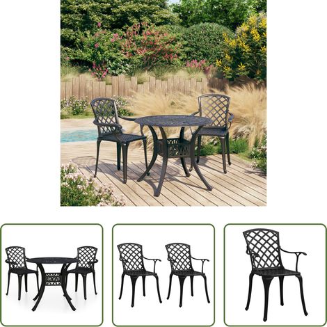 Aluminiumguss - 3-tlg. Bistro-Set Aluminiumguss Schwarz (1/5)