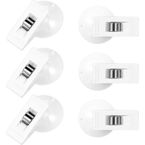 Lot de 6 clips pour rideau de douche avec ventouse, support autoadhésif pour rideau de douche, attaches pour rideau de douche résistantes au vent, clips de protection en PVC pour maintenir le rideau (1/5)