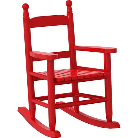 Maison Exclusive - Chaise à bascule enfants rouge bois de peuplier massif (1/5)
