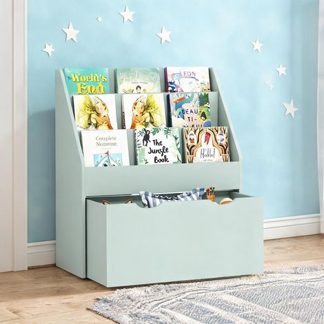 Meuble de rangement enfant avec 3 étagères et tiroir vert 62,5 x (1/5)