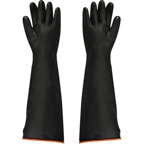 Gants en latex noir, 1 paire, 55 cm, résistant aux acides/alcalis/travail de sécurité industrielle, gants de protection (1/4)